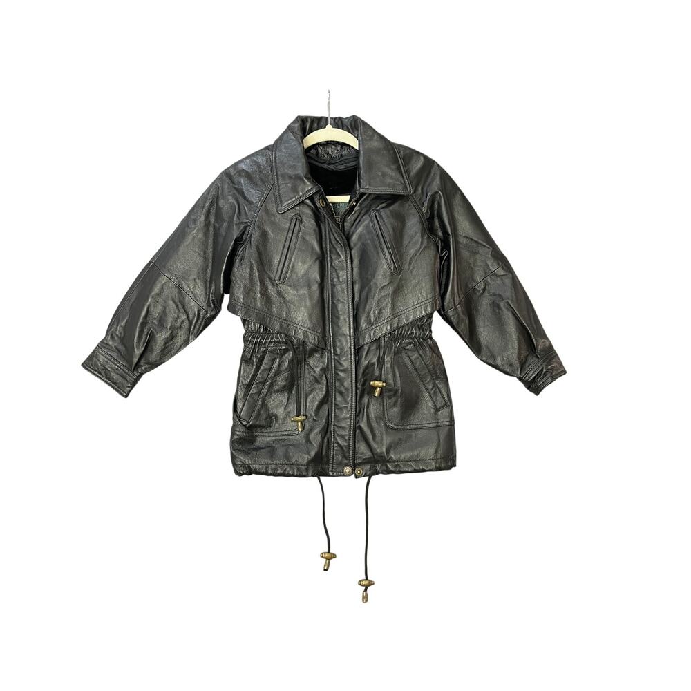 Y2K Vintage Sergio Vadducci Leather Jacket Size 14 Removable Liner Bomber‎ Biker